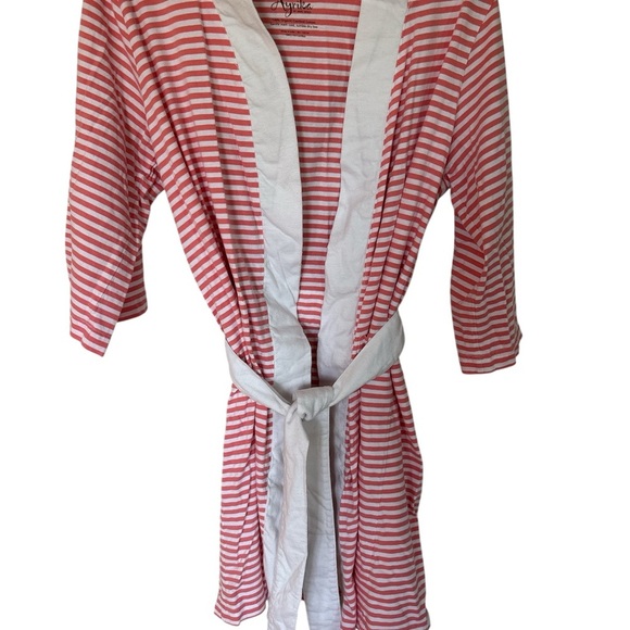 Women's Hooded Striped Lite Weight Jersey Robe - Picture 2 of 5